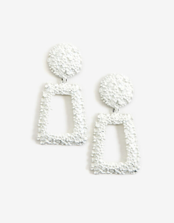 Textured Drop Earrings, White image number 0