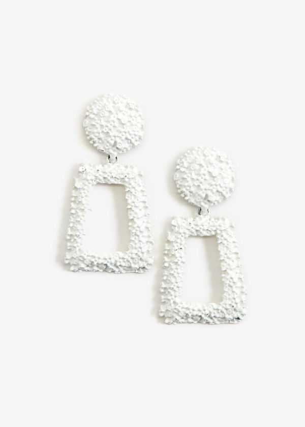 Textured Drop Earrings, White image number 0