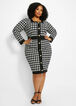 Houndstooth Button-Detail Dress, Black White image number 0
