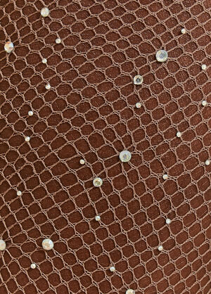 Crystal Embellished Fishnet Tights, Chocolate Brown image number 1