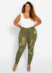 Distressed Army Patch Skinny Jean, Military Olive image number 2