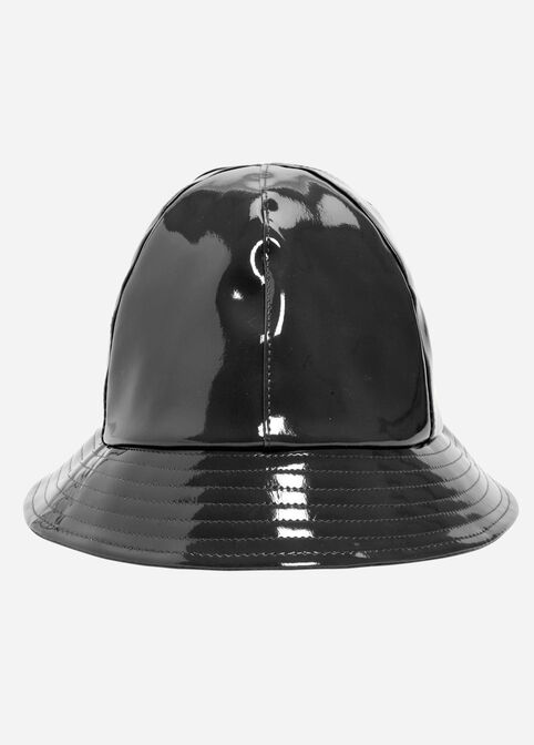 Black Patent Leather Bucket Hat, Black image number 3