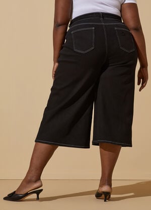 Cropped Wide Leg Jeans, Black White image number 1