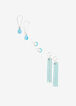 Silver Tone Dangle Earrings Set, Ice Green image number 0