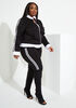 Striped Stretch Knit Track Jacket, Black White image number 3