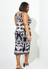 Printed Textured Knit Midi Dress, Black White image number 1