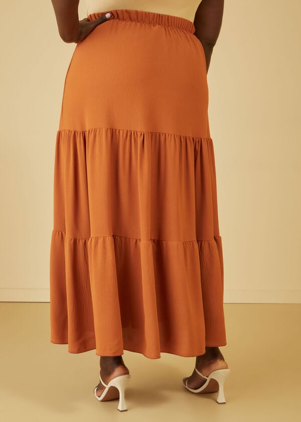 Flounced Maxi Skirt, Rust image number 1