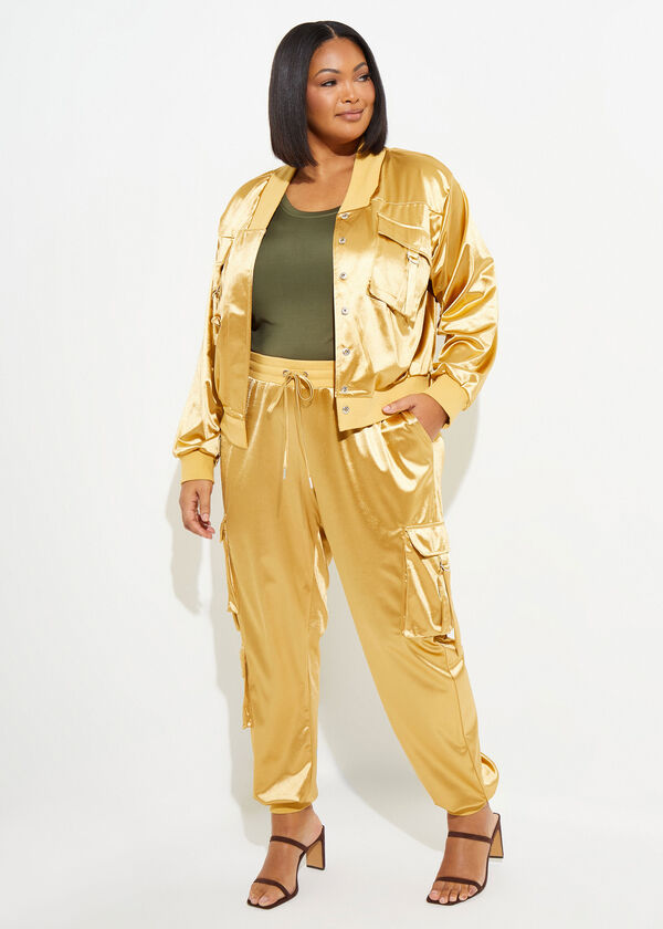 Satin Joggers, Gold image number 2