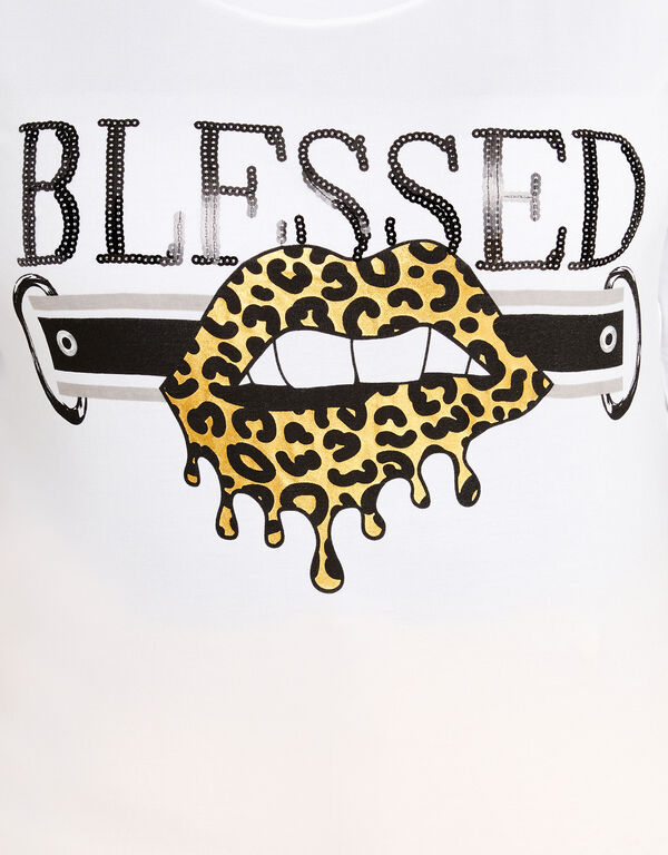 Embellished Blessed Graphic Tee, White image number 1