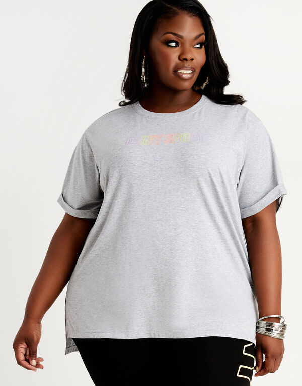 DKNY Sport Ombre Logo Tee, Pearl Grey Heather/Zest image number 0