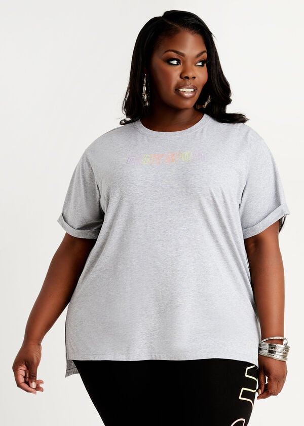 DKNY Sport Ombre Logo Tee, Pearl Grey Heather/Zest image number 0