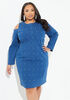 Studded Cold Shoulder Denim Dress, Medium Blue image number 0