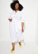 Belted Cotton Gauze Midi Dress, White image number 2