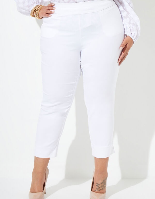 Pull On Power Twill Capris, White image number 0