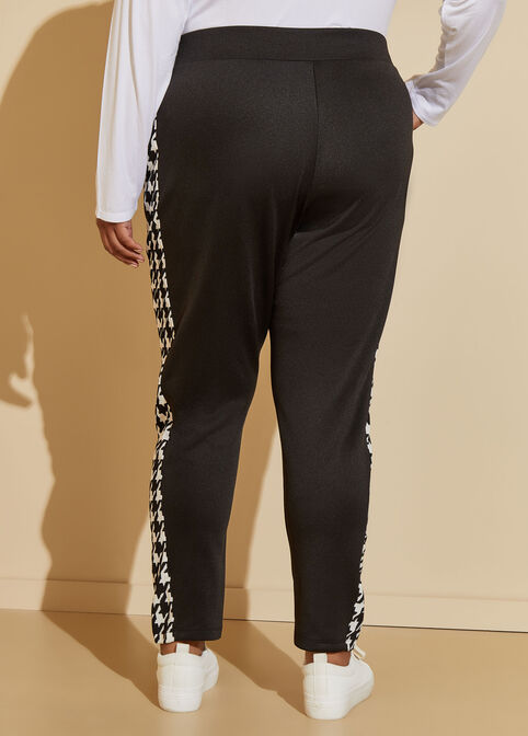 Houndstooth Paneled Track Pants, Black White image number 1