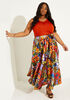Floral Print Satin Maxi Skirt, Multi image number 0