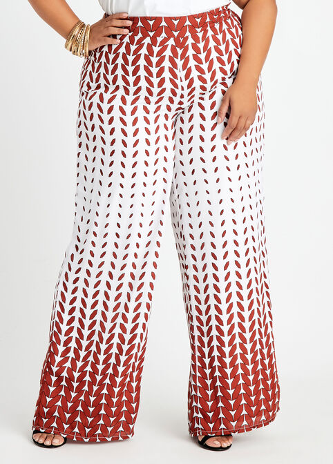 Abstract High Waist Wide Leg Pant, Burnt Henna image number 0