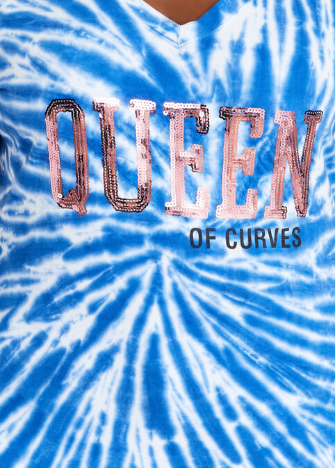 Sequin Queen Of Curves Tie Dye Tee, Navy image number 1