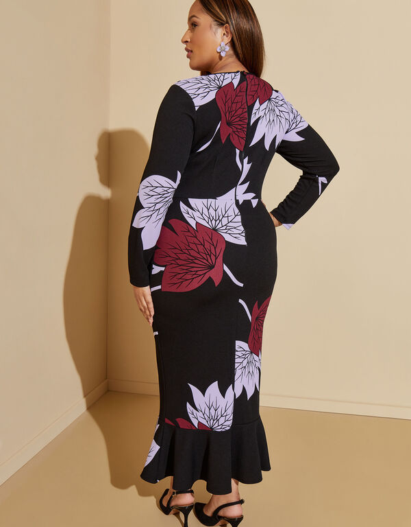 Floral Textured Maxi Dress, Black Combo image number 1