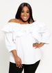 Cotton Ruffle Off Shoulder Top, White image number 0