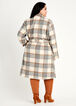 Belted Plaid Double Breasted Coat, Heather Grey image number 1