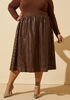 Perforated Faux Leather Midi Skirt, Brown image number 2