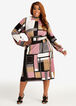 Belted Plisse Geo Colorblock Dress, Foxglove image number 0