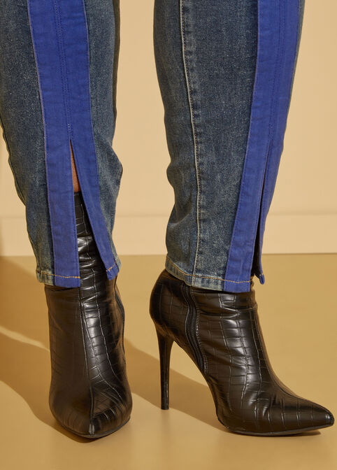 High Rise Colorblock Skinny Jeans, Denim image number 4