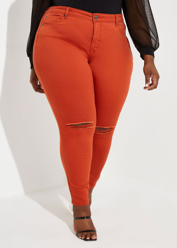 Cutout High Rise Jeggings, Rooibos image number 0