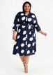 Belted Dot Cotton Shirtdress, Peacoat image number 0