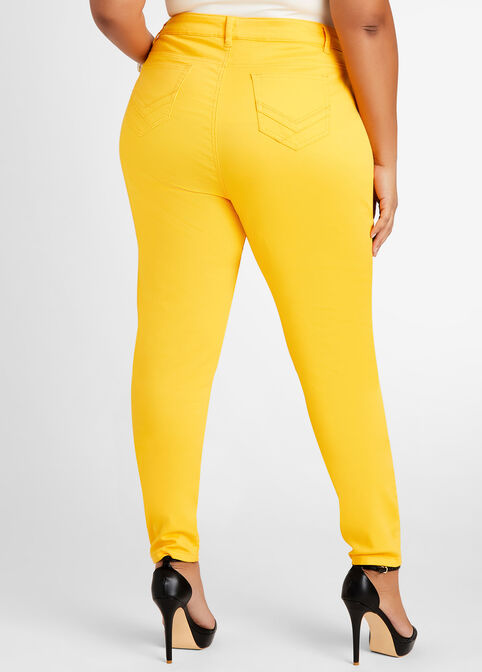 Yellow High Waist Skinny Jeans, Citrus image number 1