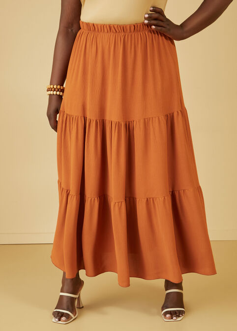 Flounced Maxi Skirt, Rust image number 2