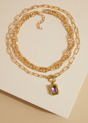 Crystal Gold Tone Necklace Set, Gold image number 1