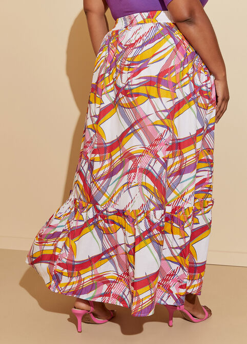 Abstract Print Cotton Maxi Skirt, Multi image number 1