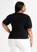 Puff Short Sleeve Wrap Knit Top, Black image number 1