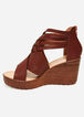 Strappy Wide Width Wedges, Brown image number 1