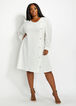 Sheer Sleeve Button Accent Dress, Ivory image number 2
