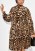 Leopard Print Plisse Satin Dress, Brown Animal image number 2