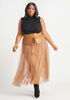 Belted Polka Dot Mesh Maxi Skirt, Tan image number 2