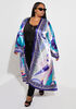 Swirl Print Satin Kimono, Purple image number 0