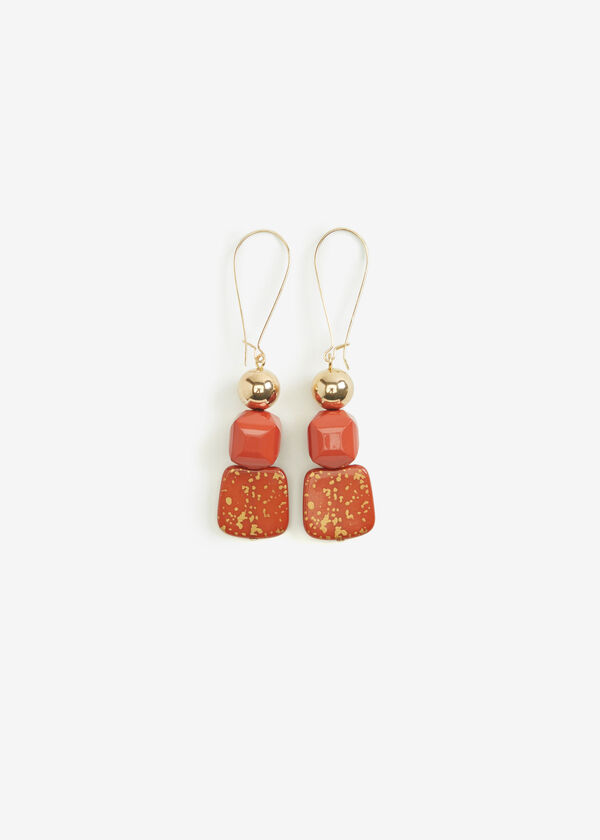 Marble Beaded Drop Earrings, Potters Clay image number 0