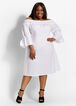 White Cotton Smocked Tiered Dress, White image number 0