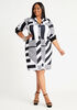 Stripe Half Zip Pique Knit Dress, Black White image number 0