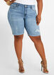 Distressed Mid Rise Bermuda Shorts, Medium Blue image number 0