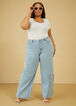 Butterfly Wide Leg Jeans, Medium Blue image number 3