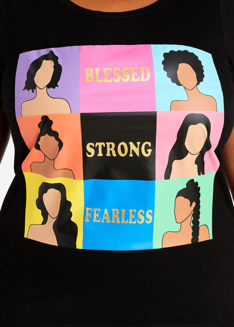 Blessed Strong Fearless Graphic Tee, Black image number 1