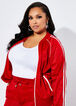 Striped Stretch Knit Track Jacket, Barbados Cherry image number 2