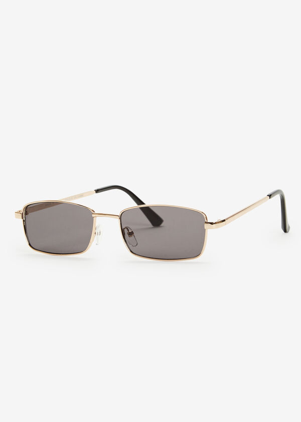 Gold Micro Rectangle Sunglasses, Gold image number 1