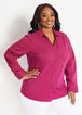 Plus Size Classic Collared V Neck Tailored Button Front Tops image number 0