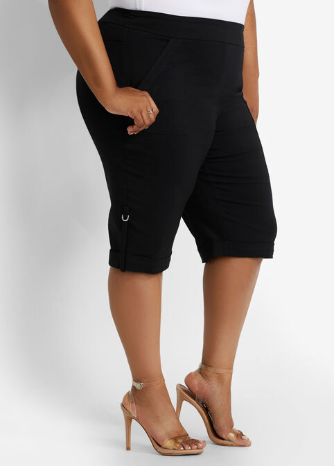 Plus Size Stretch Mid Rise Pull On Cuffed Bermuda Summer Dress Shorts image number 0